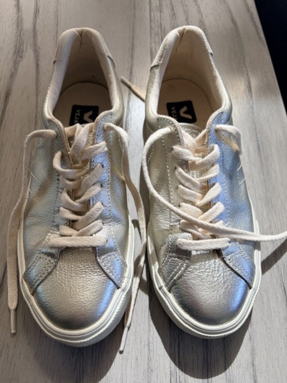 Veja Esplar Gold Metallic Tonal V Sneakers  US6 EU37